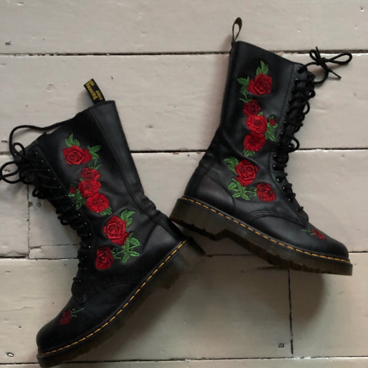 Dr Martens High Floral Embroidered Boots (UK 5)