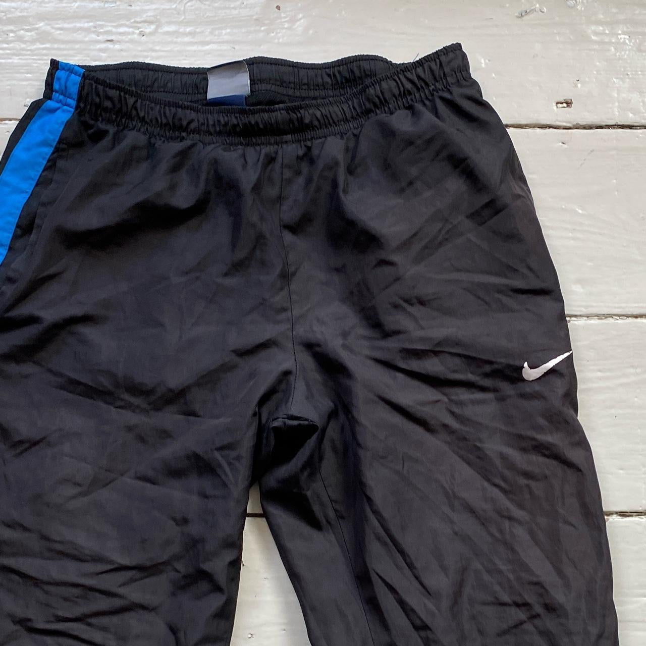 Nike Swoosh Black and Blue Shell Bottoms (Small)