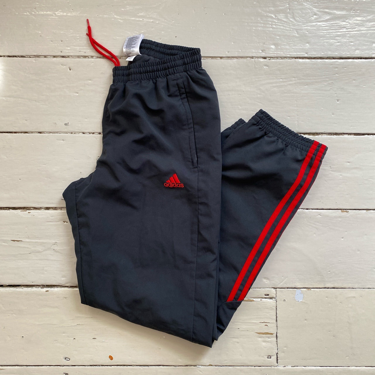 Adidas Black and Red Shell Bottoms (Small)