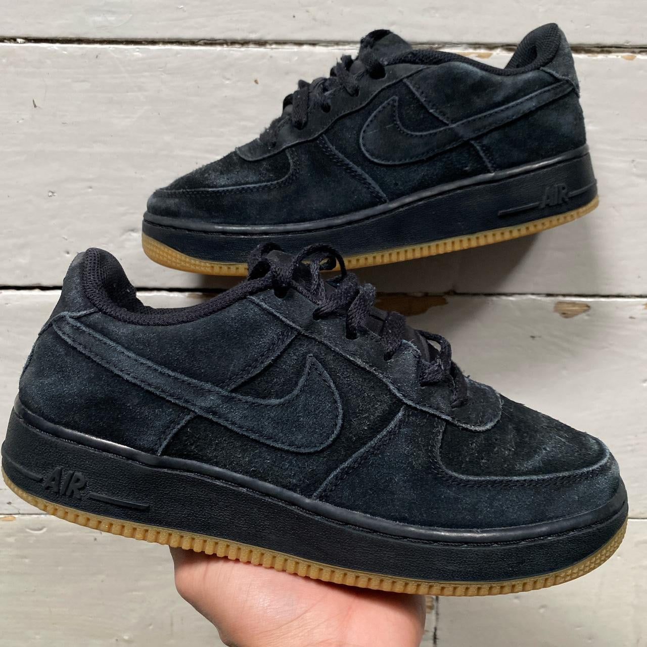 Nike Air Force 1 Black Suede Gum Sole (UK 5.5)