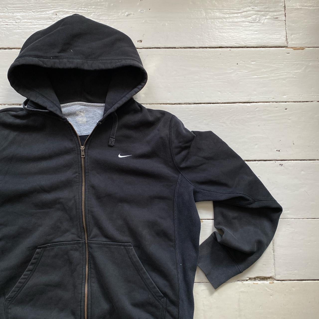 Nike Swoosh Black and White Hoodie (Large)