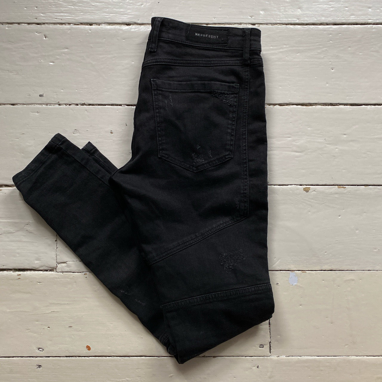 Represent Black Biker Ribbed Jeans (32/32)