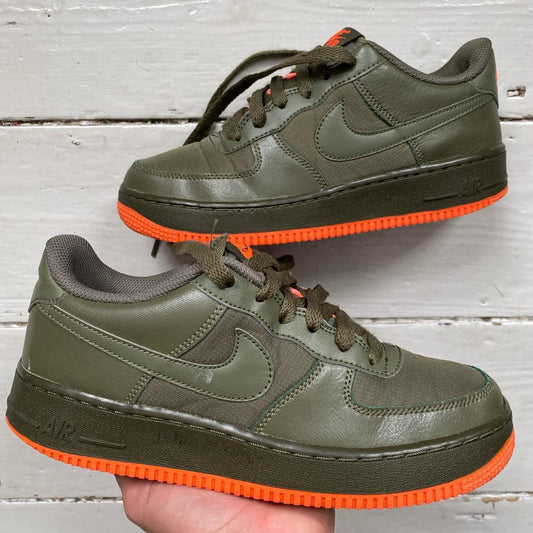 Nike Air Force 1 Khaki and Orange (UK 5.5)