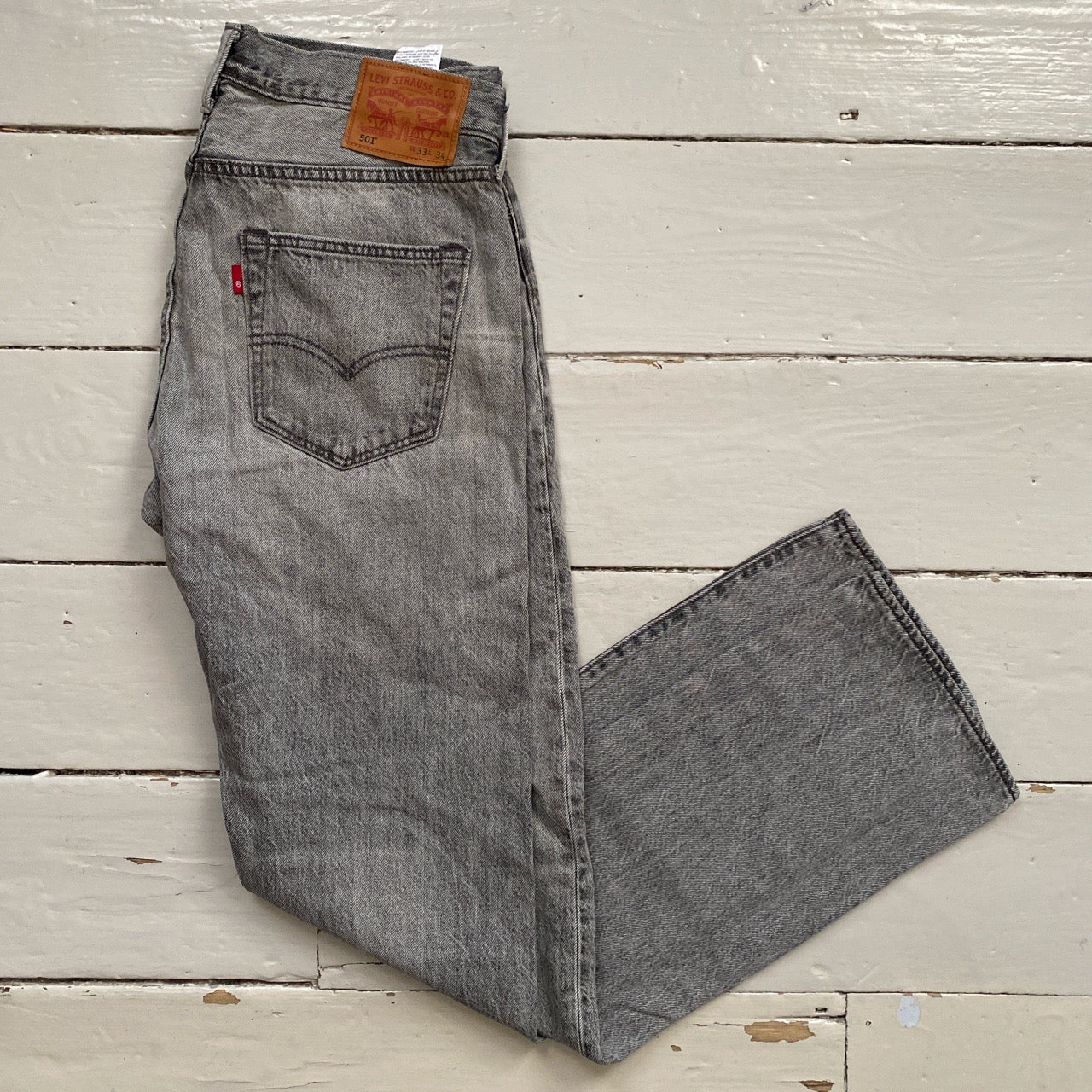 Levis 501 Grey Stonewash Jeans (33/34)