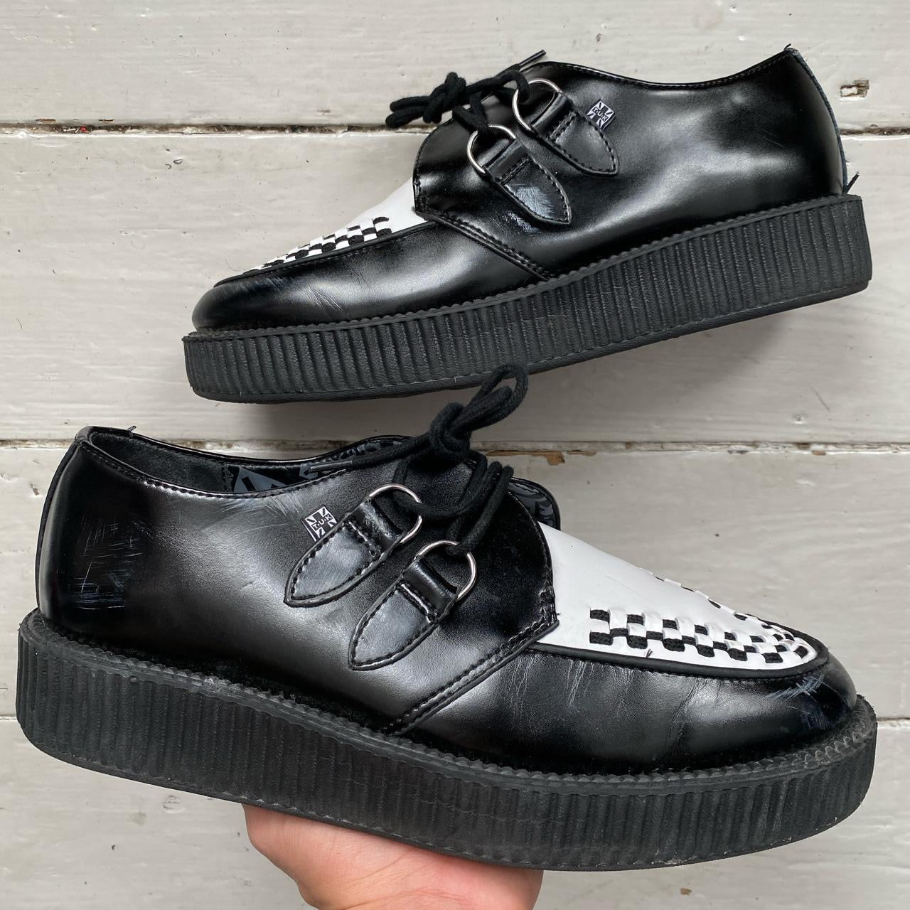 TUK Leather Black and White Creeper (UK 10)