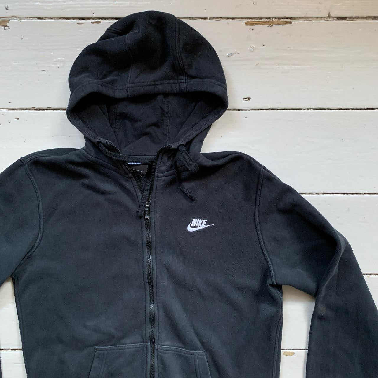 Nike Swoosh Black and White Hoodie (Medium)