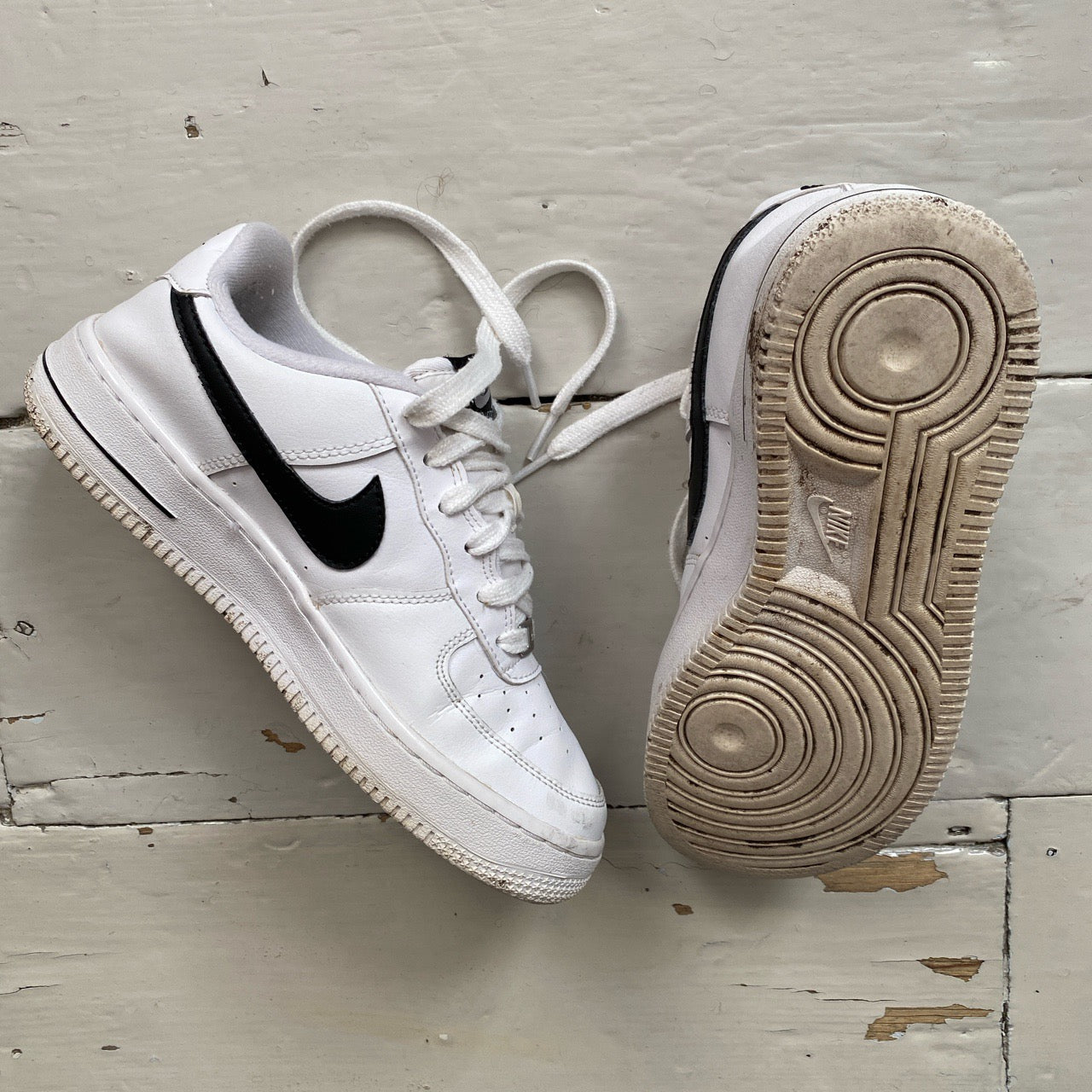 Nike Air Force 1 White and Black (UK 4)