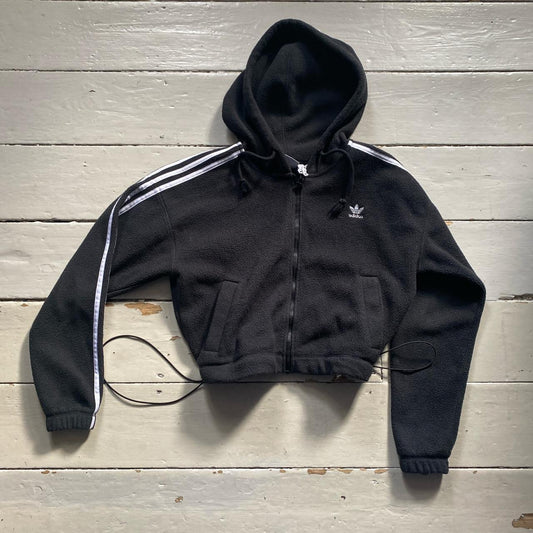 Adidas Black and White Towelling Hoodie (UK 6)