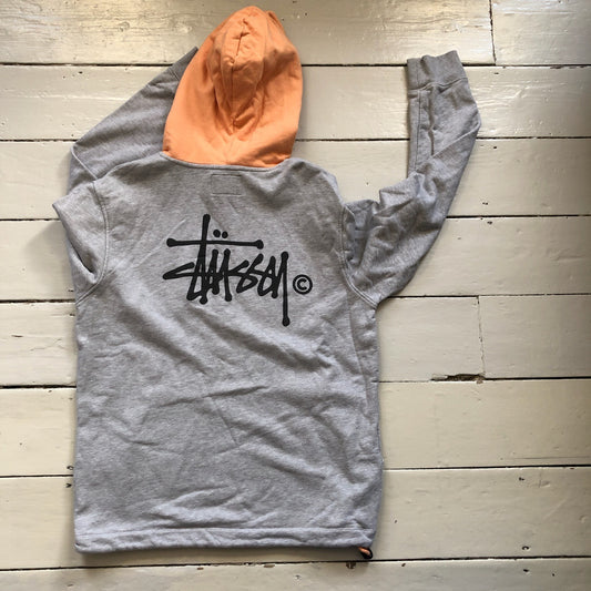Stussy Spellout Hoodie Grey and Peach (Large)