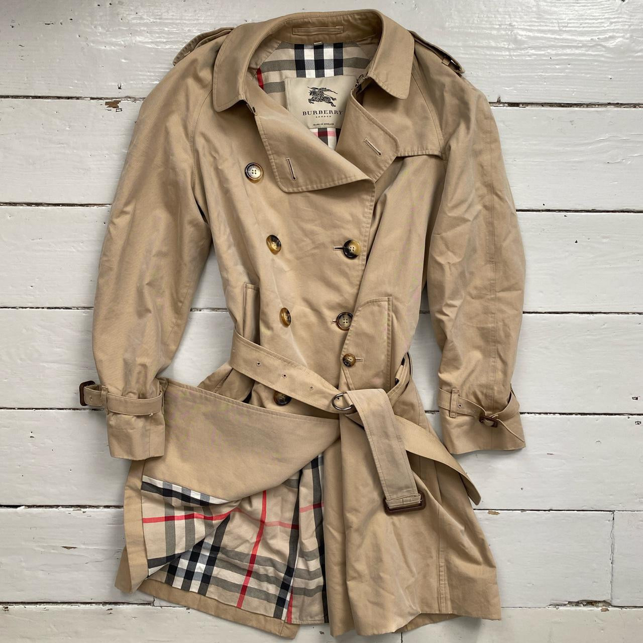 Burberry Nova Check Trench Coat (UK 12 womens)