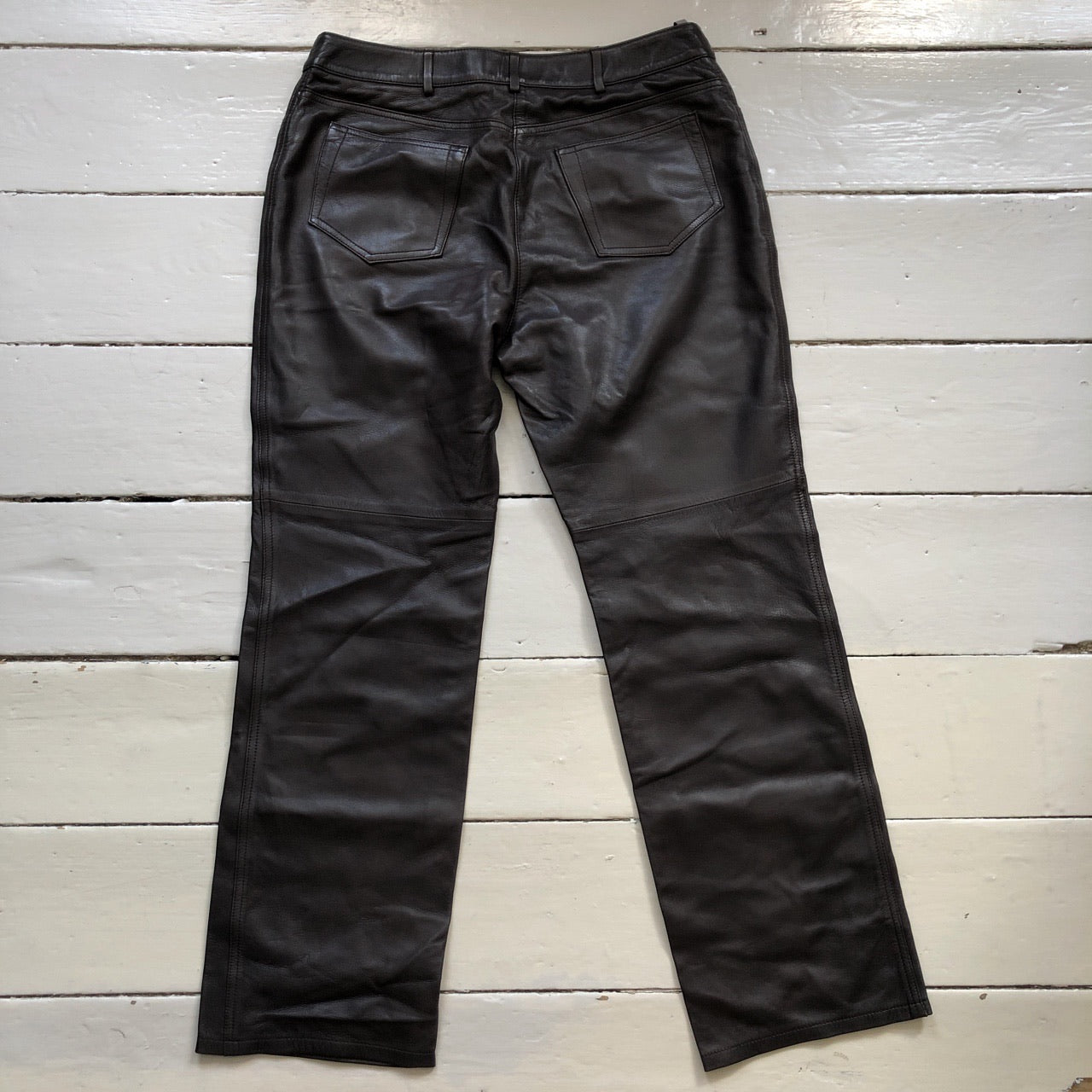 Jaeger Brown Leather Trousers (32/30)