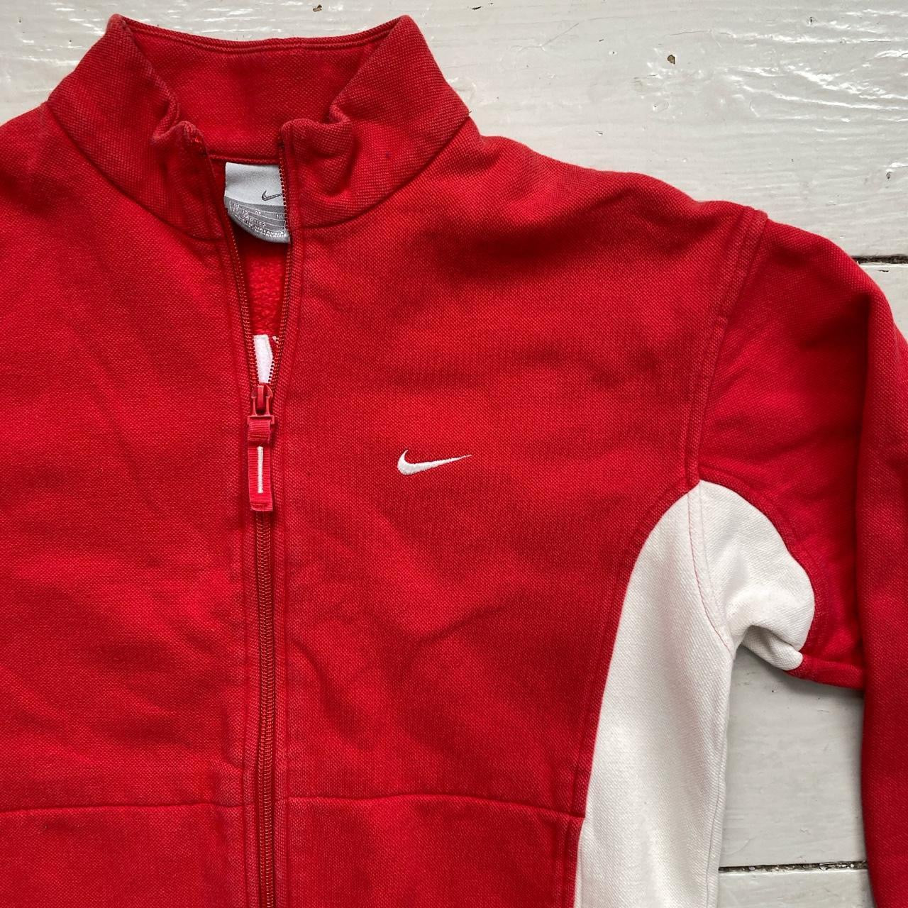 Nike Vintage Red Zip Jumper Womens (Medium)