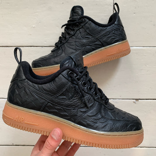 Nike Air Force 1 Black & Gum Sole (UK 5.5)