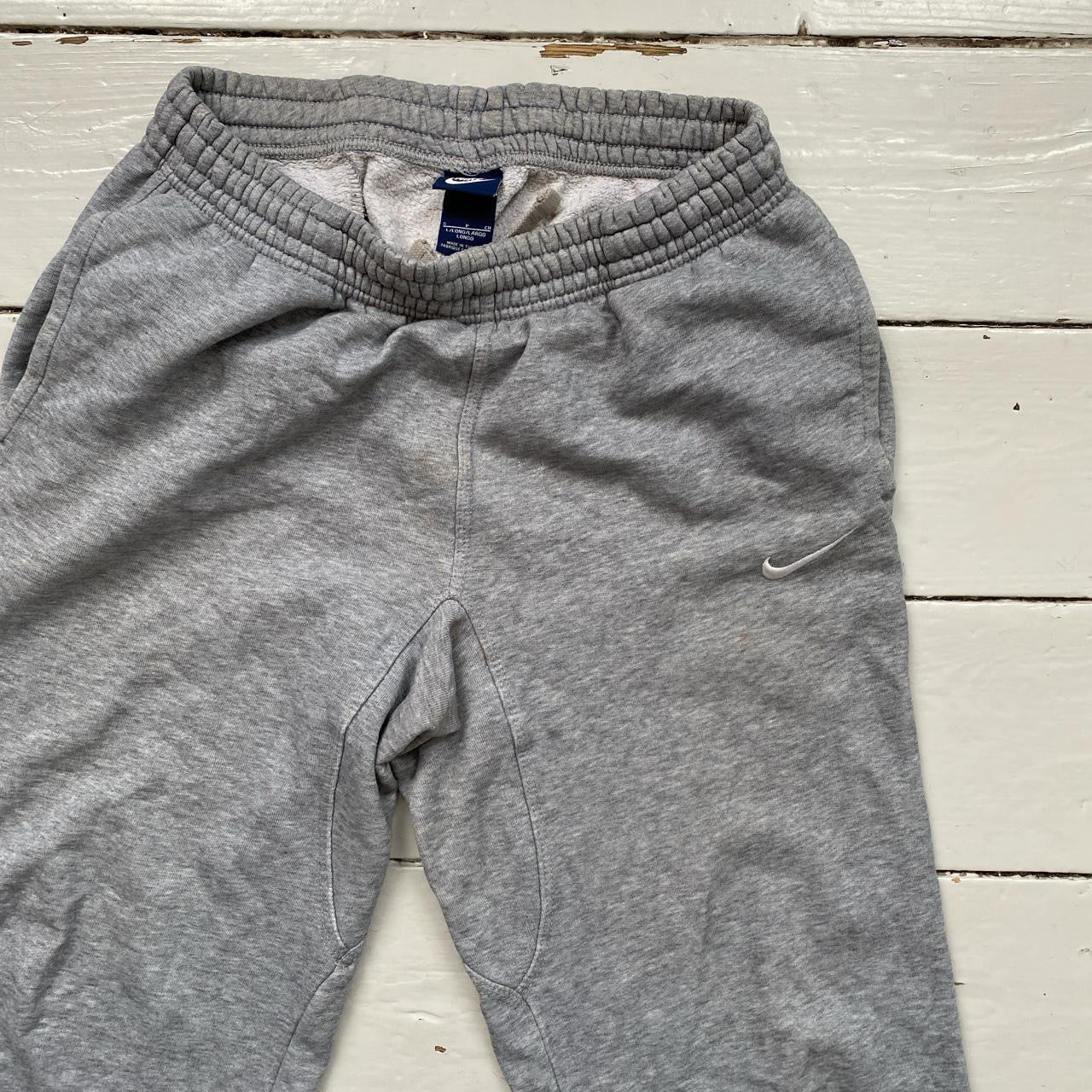 Nike White Swoosh Grey Joggers (Small)