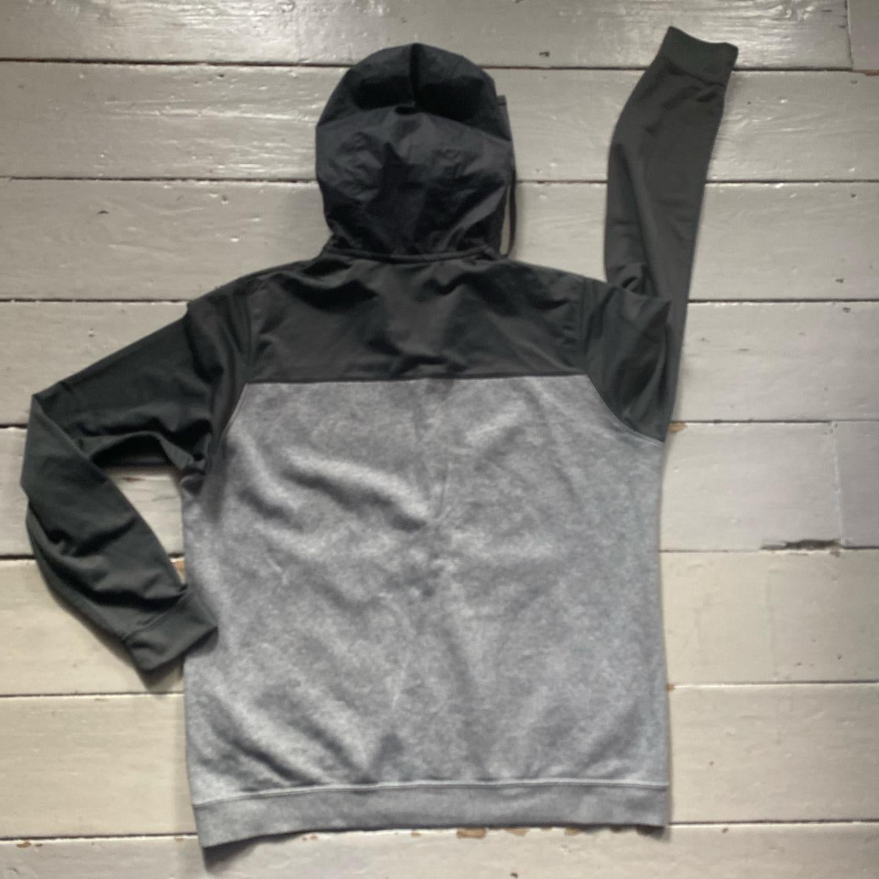 Nike Grey and Black Hoodie (Large)