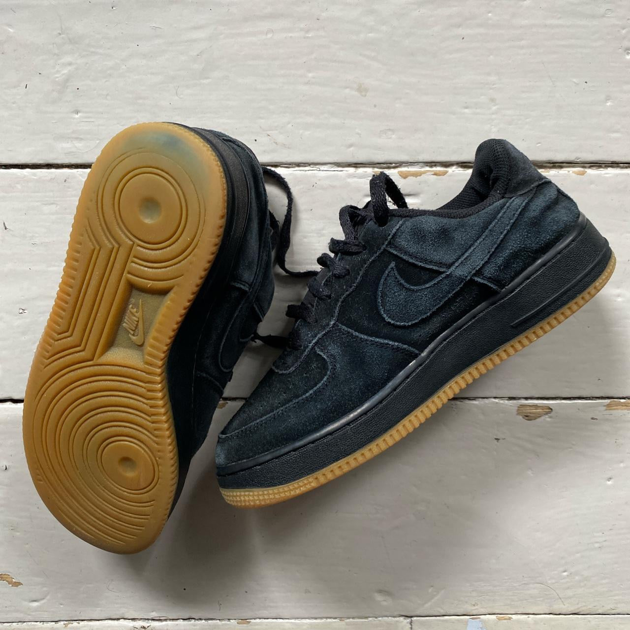 Nike Air Force 1 Black Suede Gum Sole (UK 5.5)