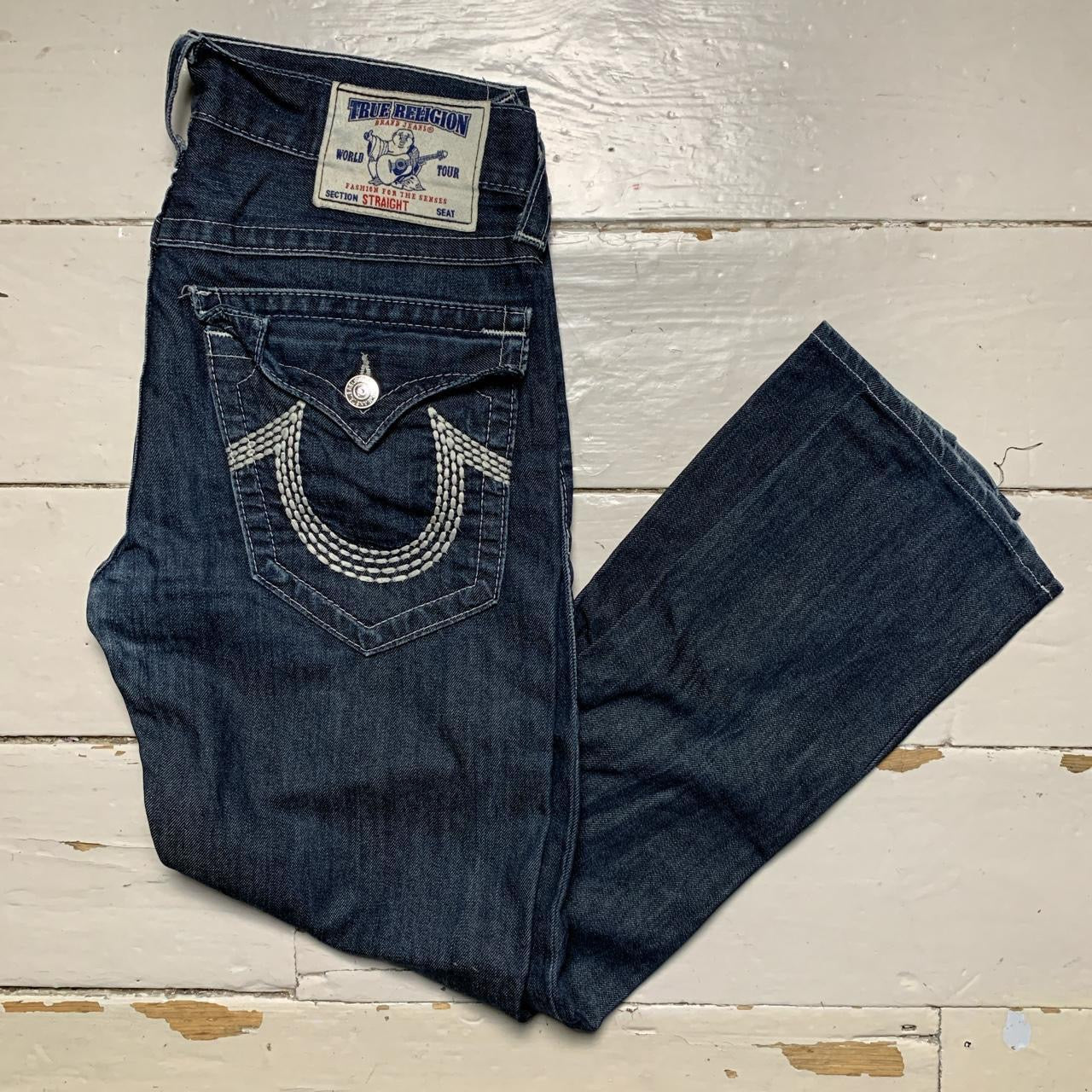 True Religion Straight Jeans Navy and White (30/30)