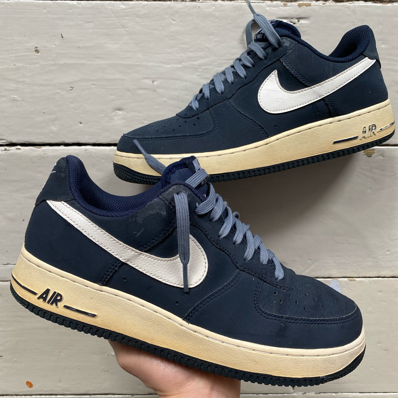 Nike Air Force 1 Navy Suede and White (UK 8)