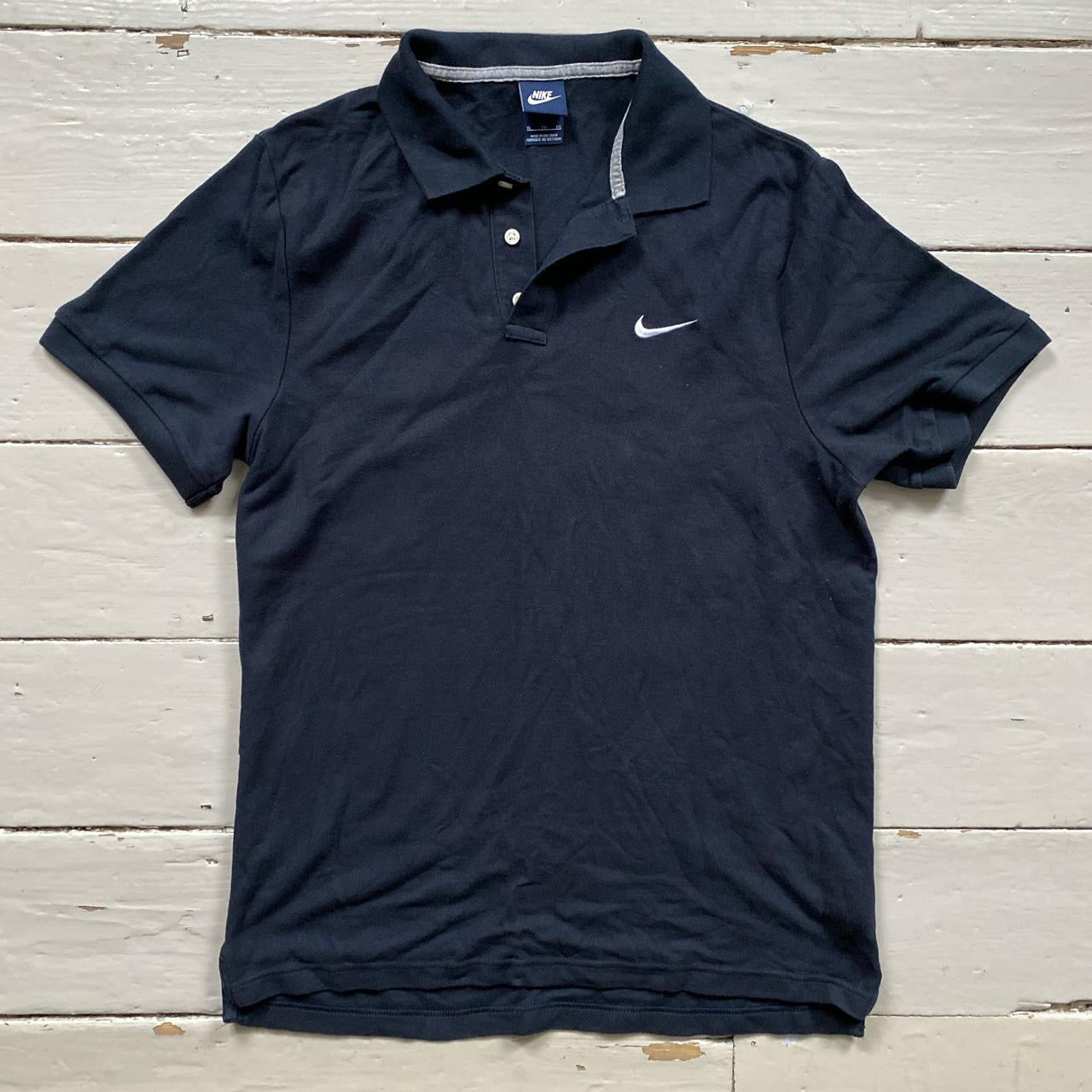 Nike White Swoosh Navy Polo (XL)