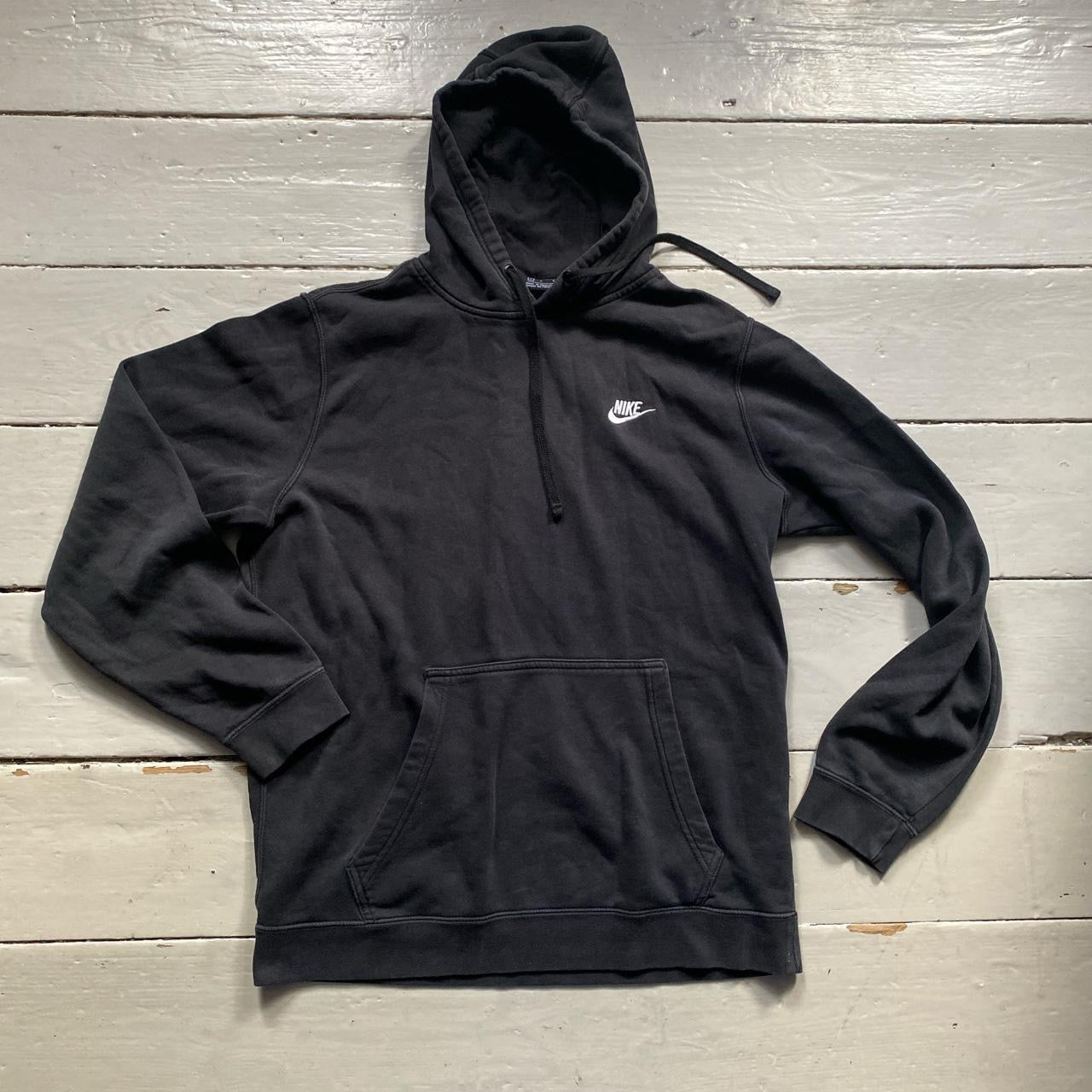 Nike Swoosh Black and White Hoodie (Large)