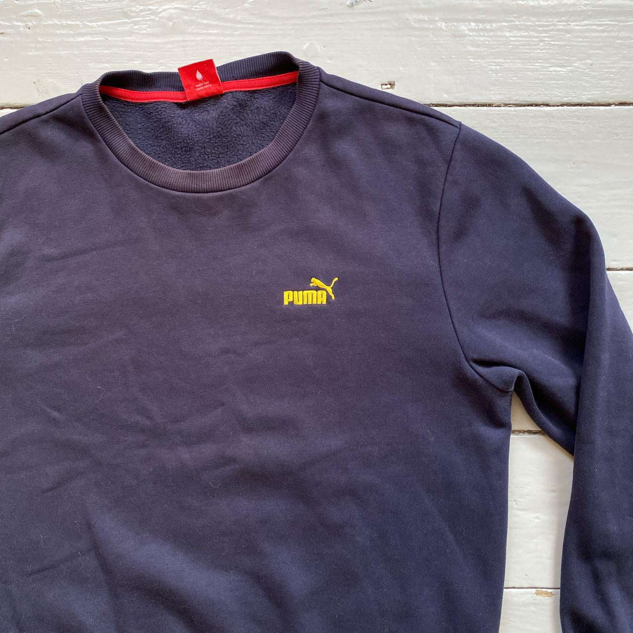 Puma Navy and Yellow Jumper (Large)