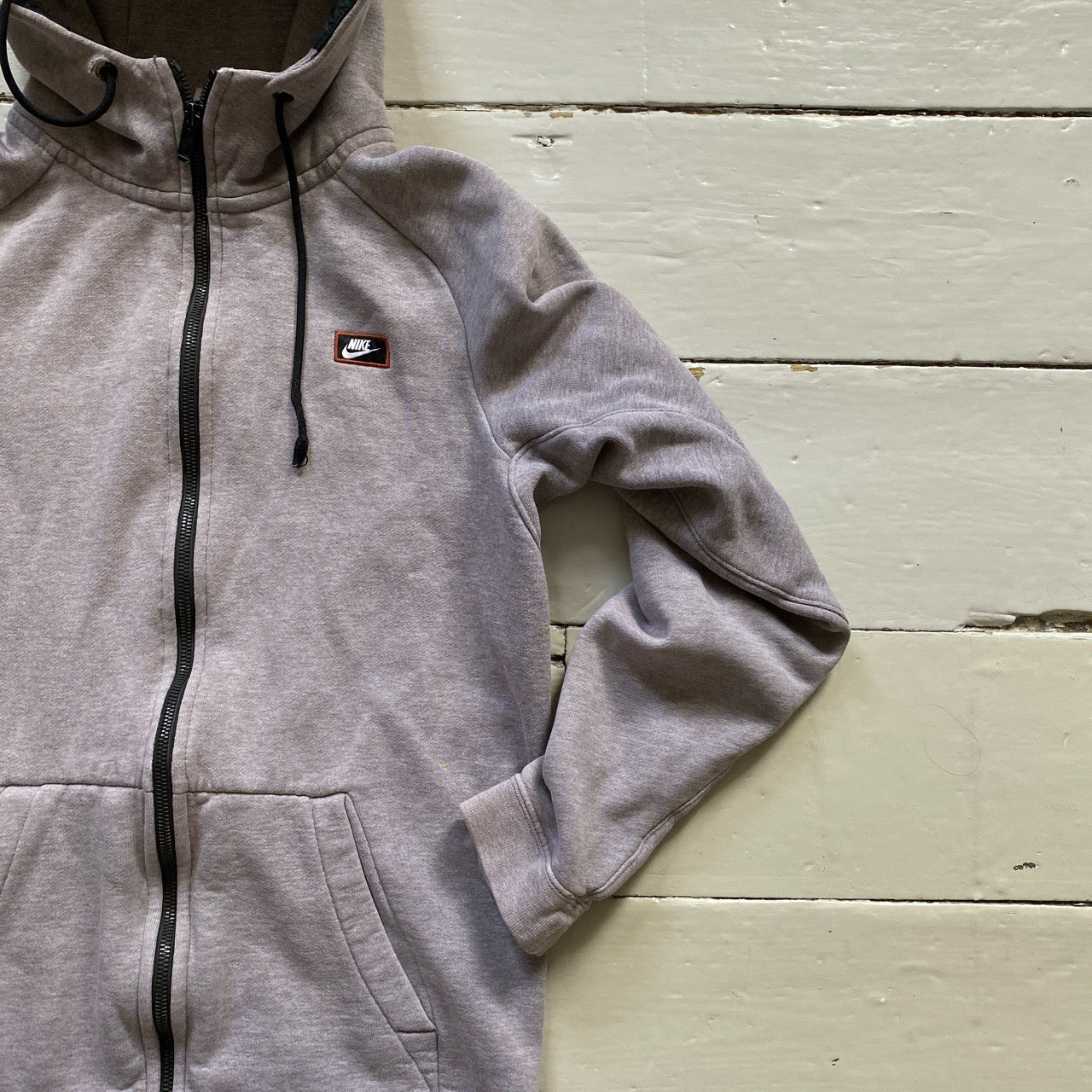 Nike Box Logo Swoosh Grey Hoodie (Small)