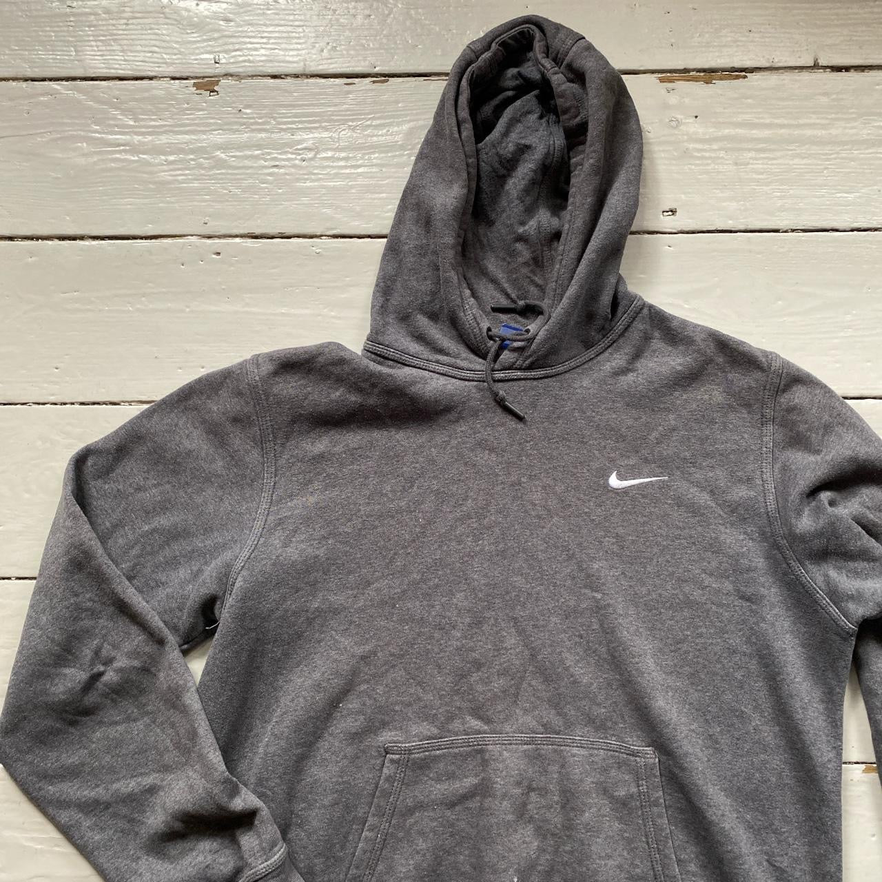 Nike Grey and White Hoodie (Large)