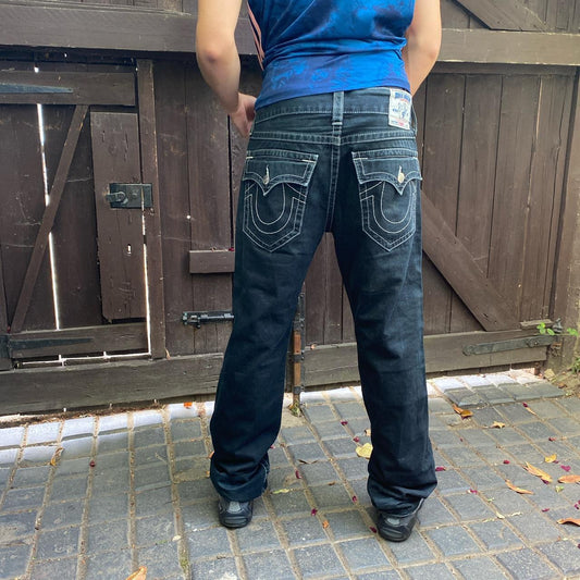 True Religion Straight Jeans Black and White (32/34)