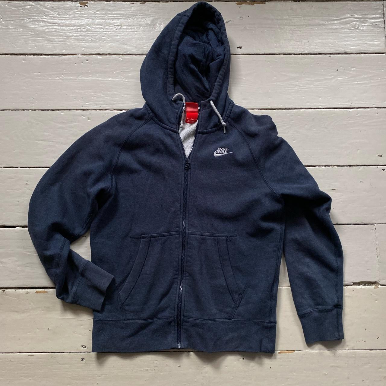 Nike Navy and White Hoodie (Medium)