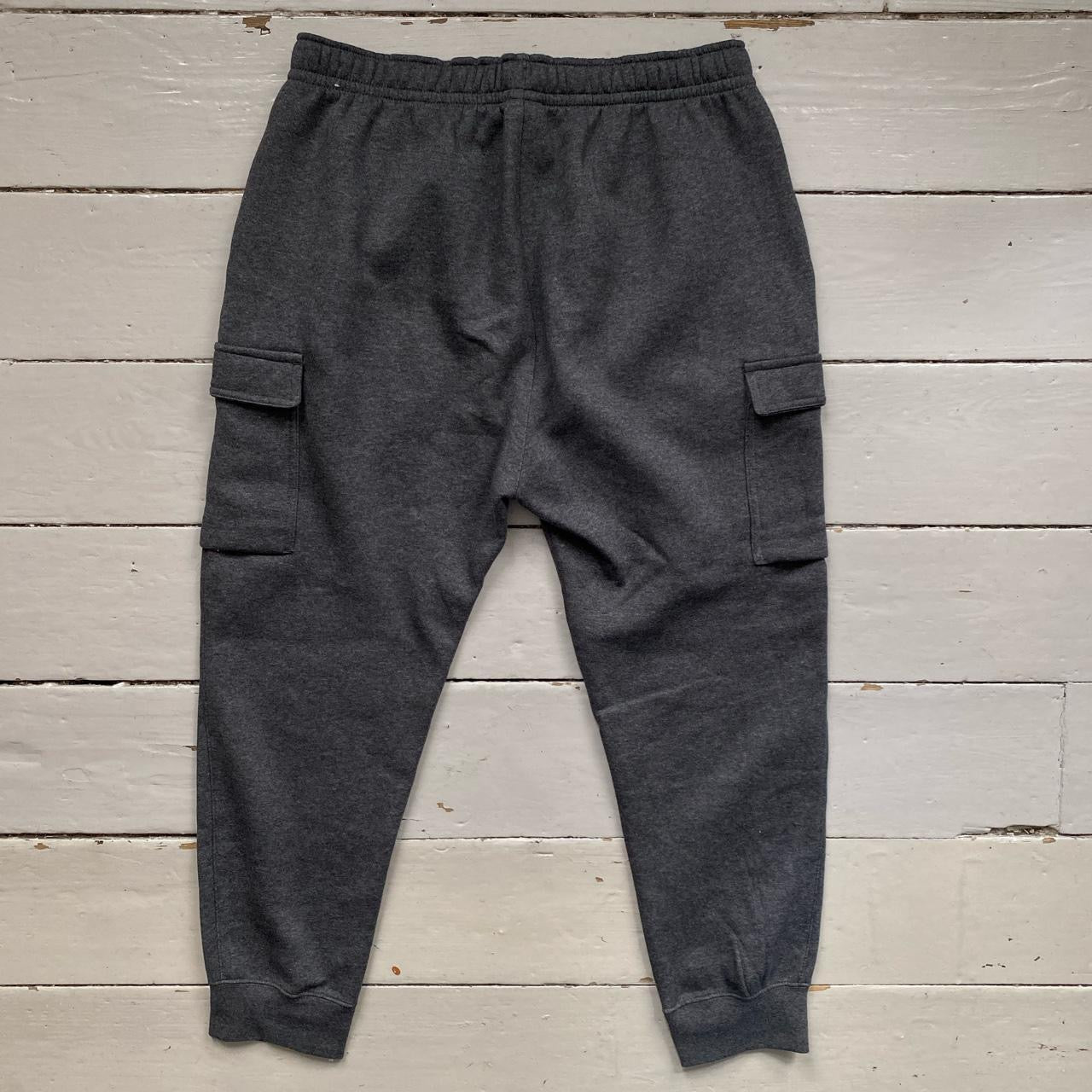 Nike Cargo Joggers Swoosh Grey and White (Large)