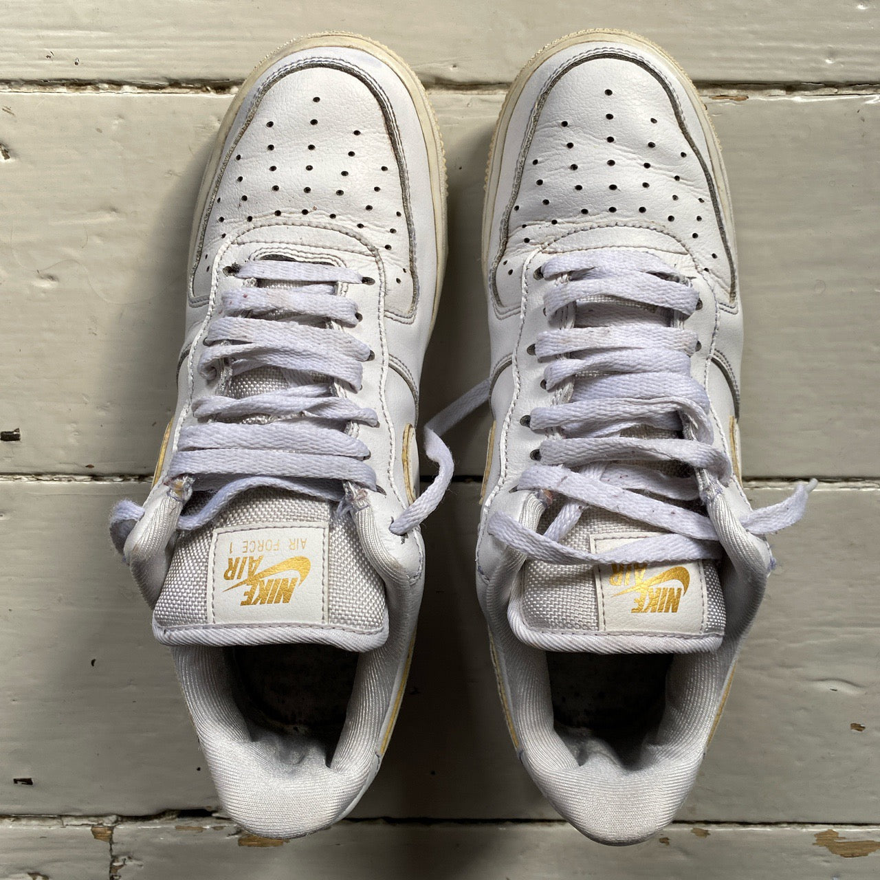 Nike Air Force 1 White and Gold (UK 6.5)