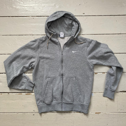 Nike Swoosh Grey Zip Hoodie (Small)