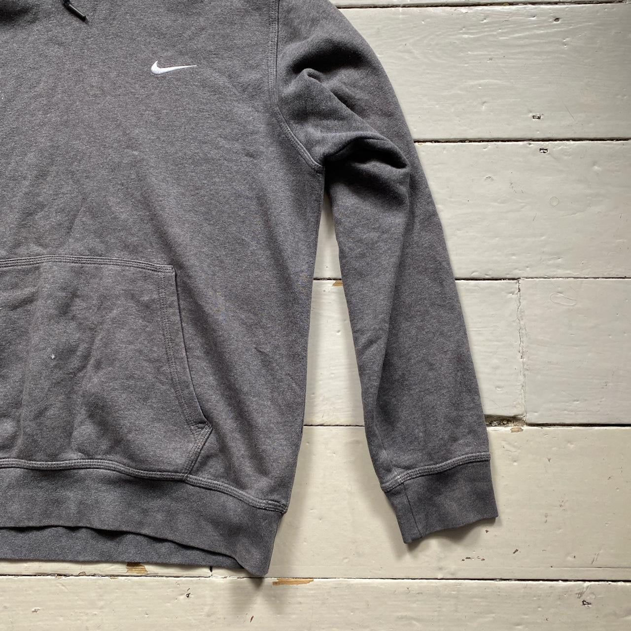 Nike Grey and White Hoodie (Large)