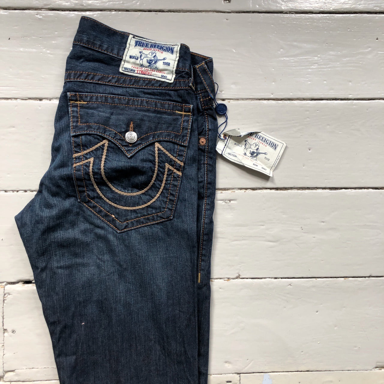 True Religion Straight Jeans Brown Stitch (33/34)