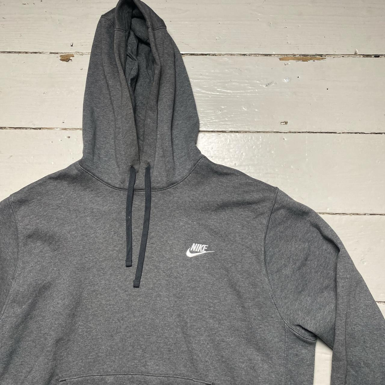 Nike Swoosh Grey and White Hoodie (Large)