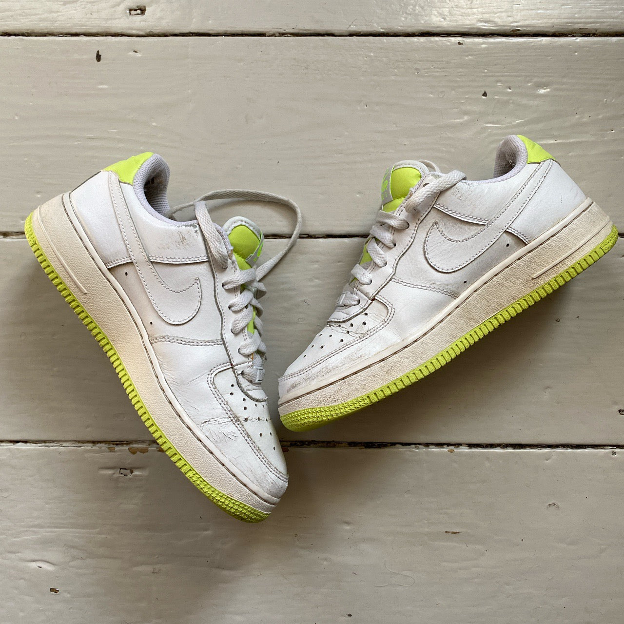 Nike Air Force 1 White and Neon (UK 5)