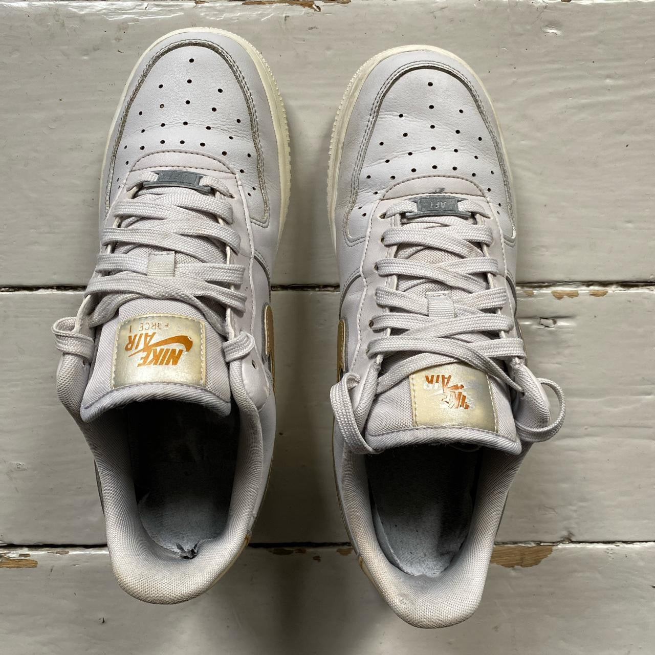 Nike Air Force 1 White and Gold (UK 6)