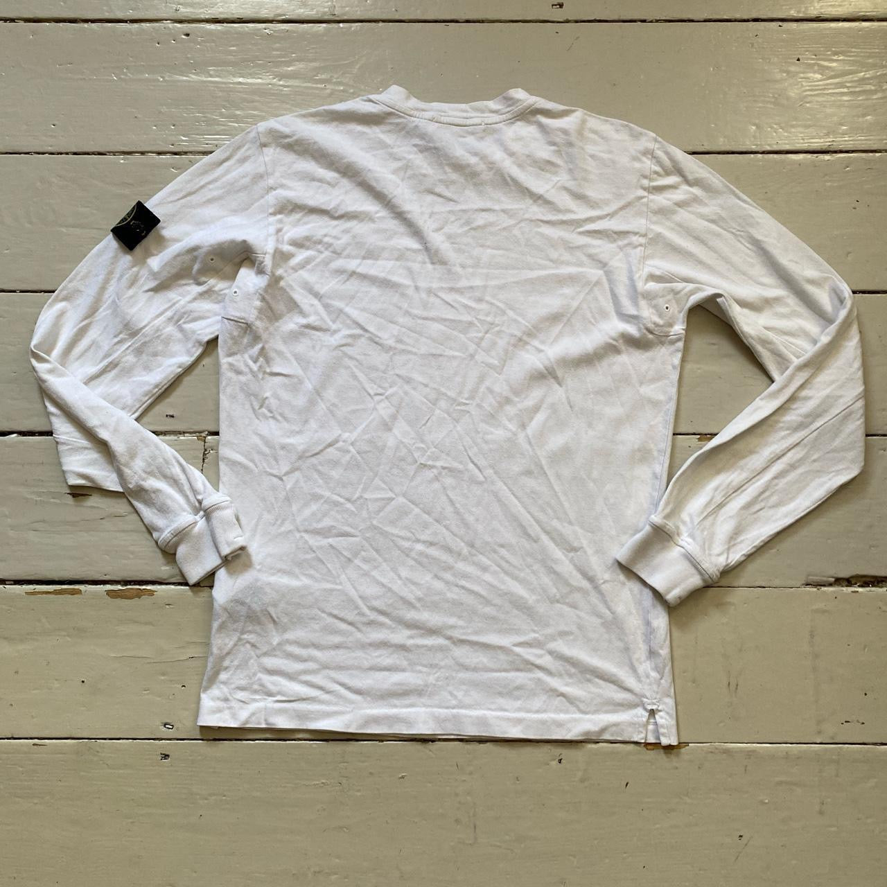 Stone Island White Long Sleeve Shirt (Medium)