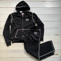True Religion Big Tri Stitch Contrast Stitch Full Black and White tracksuit (XL)