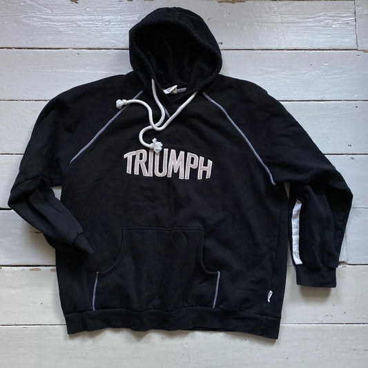 Triumph Vintage Black Contrast Stitch Hoodie (XXL)