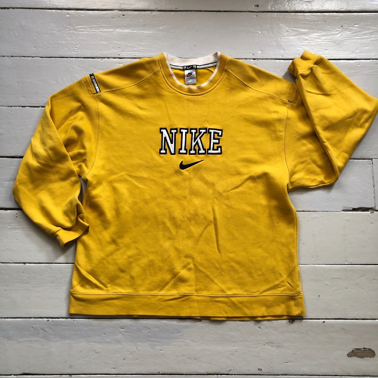 Nike Vintage Spellout Yellow Sweatshirt (XXL)