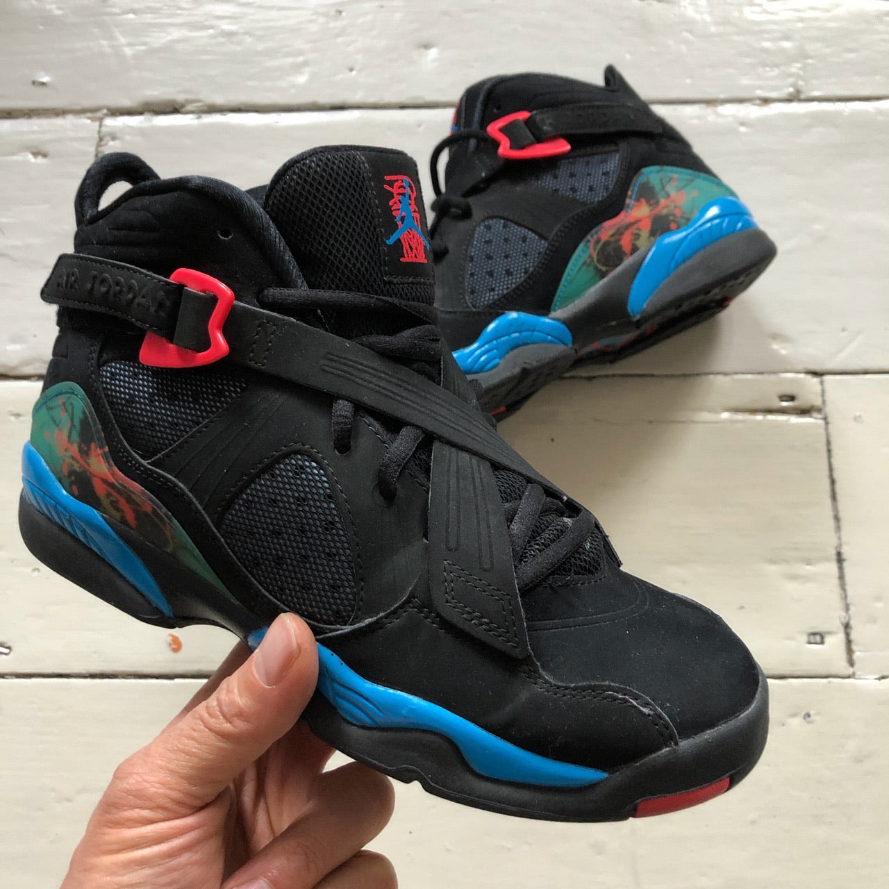 Jordan 8 Black Blue and Red (UK 5.5)