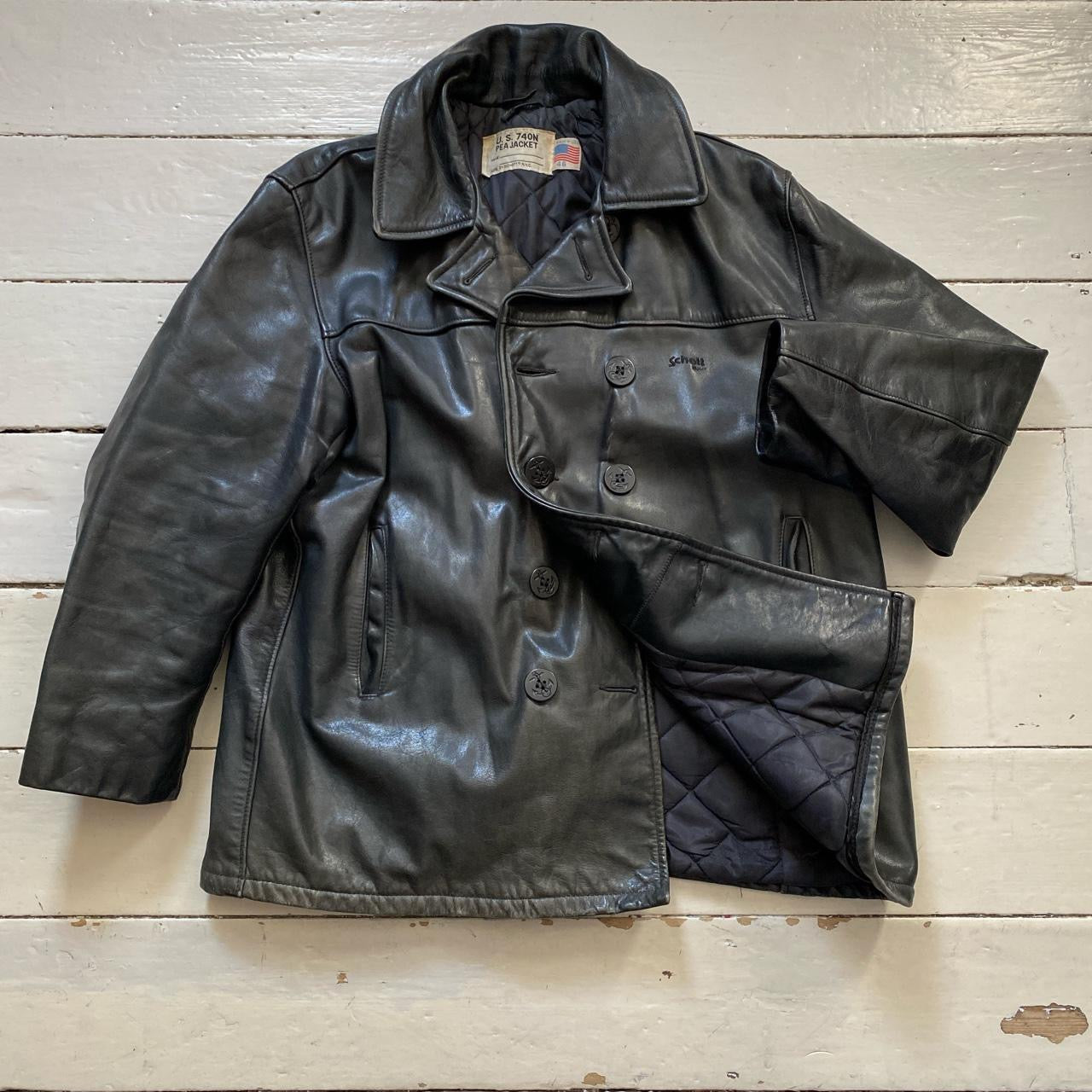Schott USA Vintage Leather Peacoat (2XL)