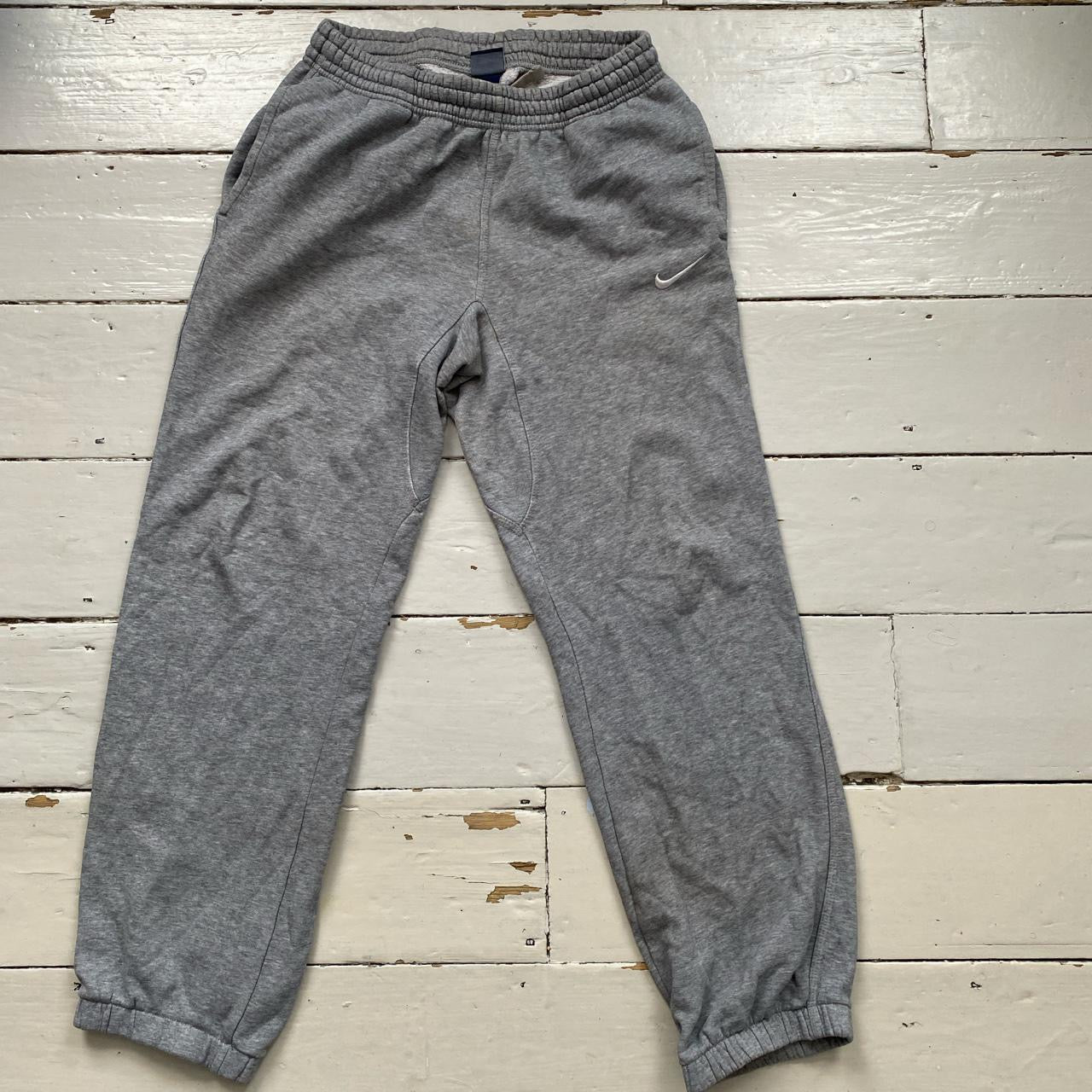 Nike White Swoosh Grey Joggers (Small)