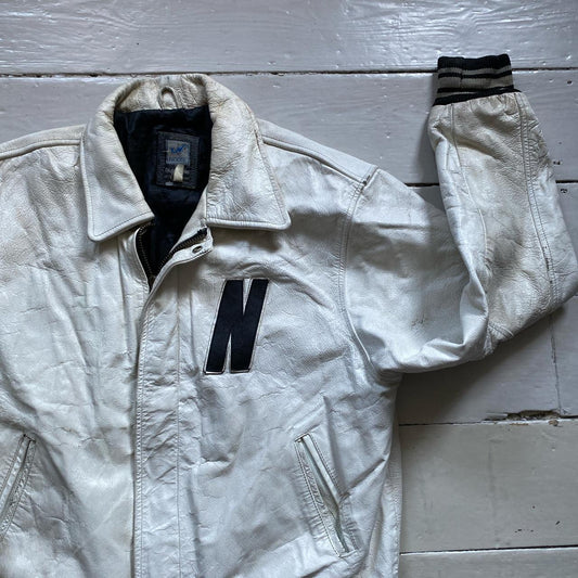 Noose Leather Vintage White Jacket (Medium)