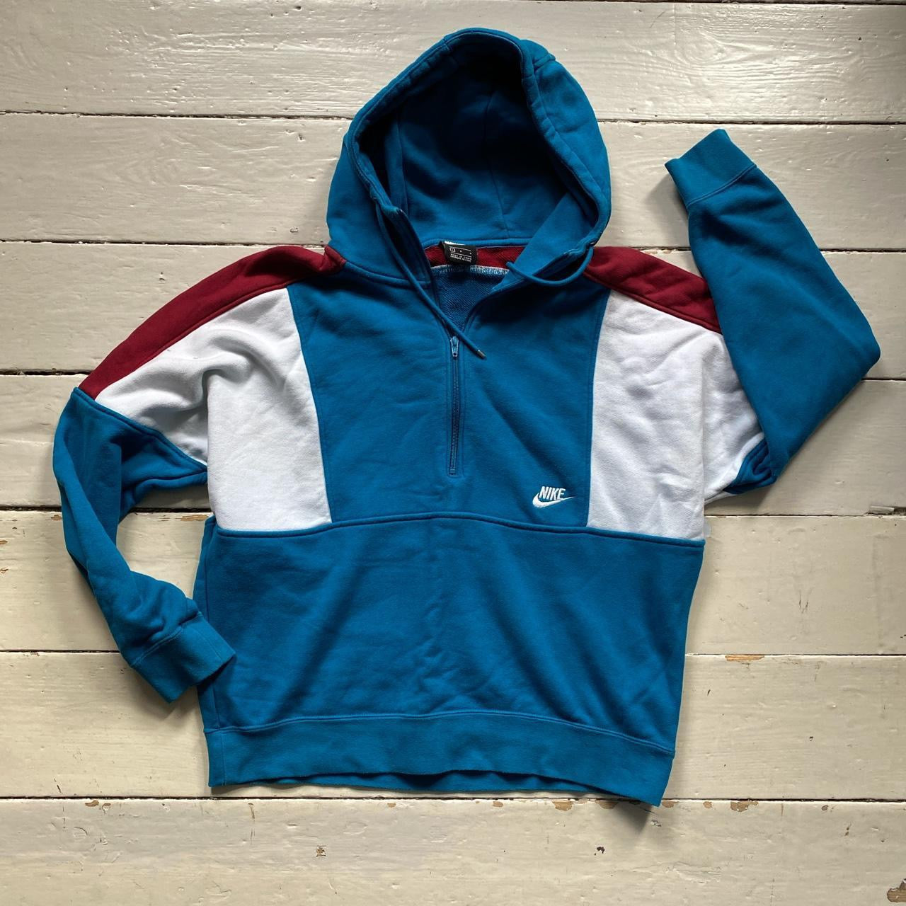 Nike Swoosh Blue White and Red Hoodie (Large)