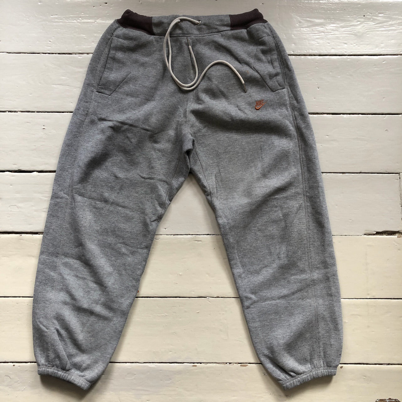 Nike Vintage Grey Brown Swoosh Joggers (Small)