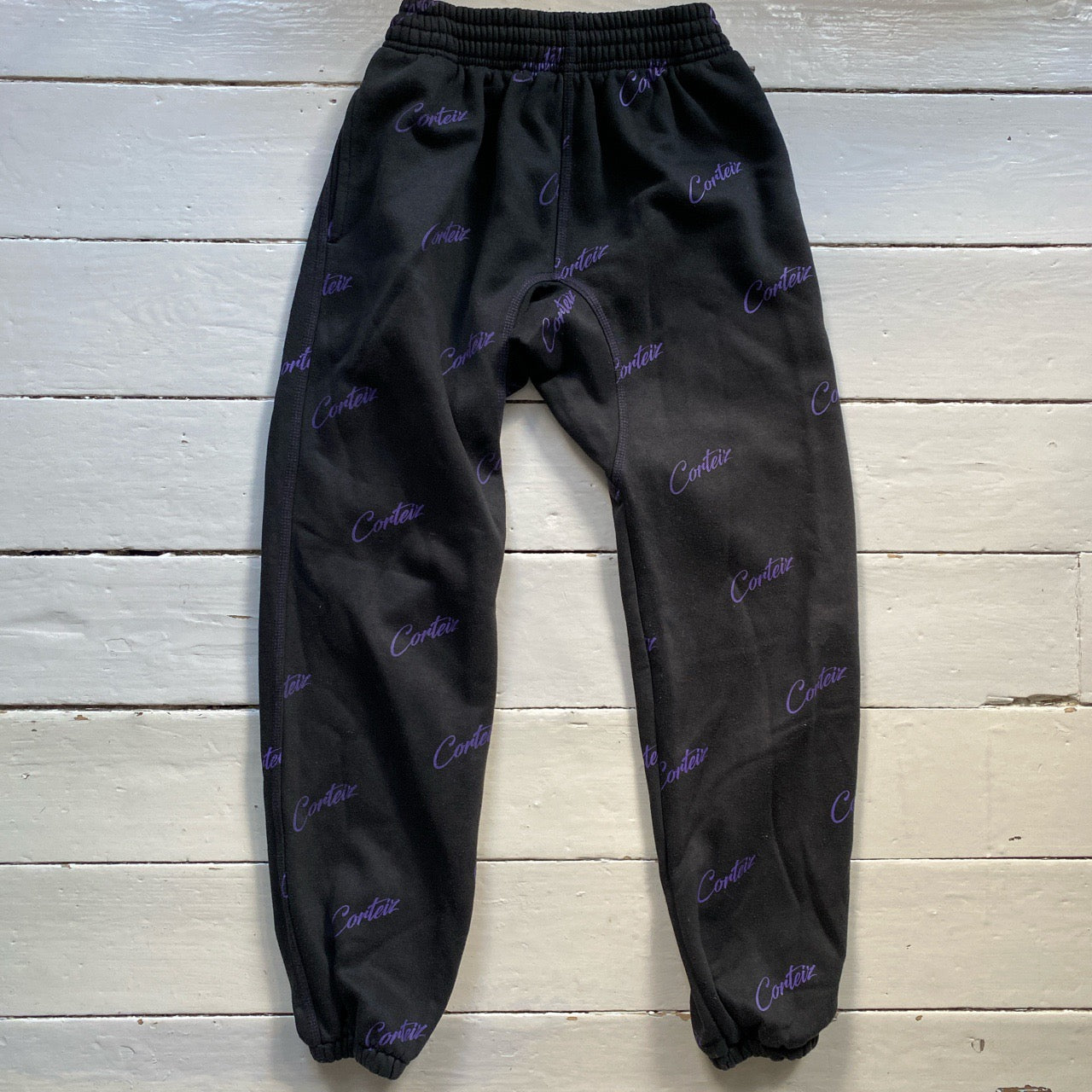 Corteiz Black and Purple Joggers (Medium)