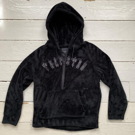 Trapstar Irongate Black Sherpa Fur Hoodie (Medium)