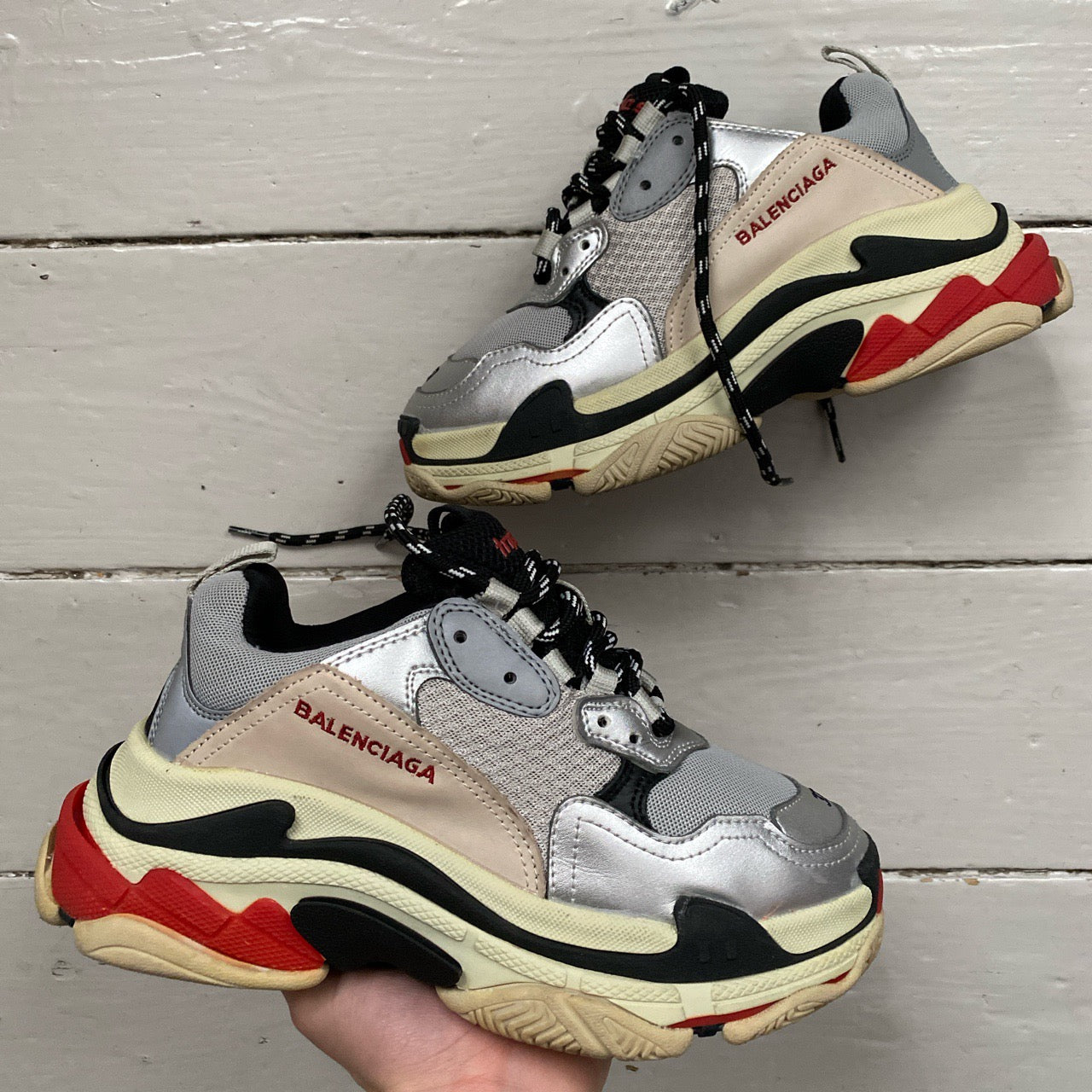 Balenciaga Triple S Silver Red and White (UK 4)